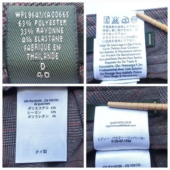 Eddie Bauer Pants Womens 10 Stretch Straight Leg Brown Glen Check Plaid Trousers - Picture 10 of 15